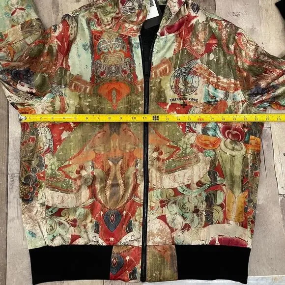 NWT GFashion Men's Silk Hooded Bomber Jacket Size Medium Party Clubwear Hip Hop